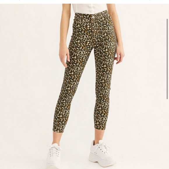FREE PEOPLE / WE THE FREE LEOPARD PRINT HIGH WAIST SKINNY JEANS SIZE 25 - Picture 4 of 9